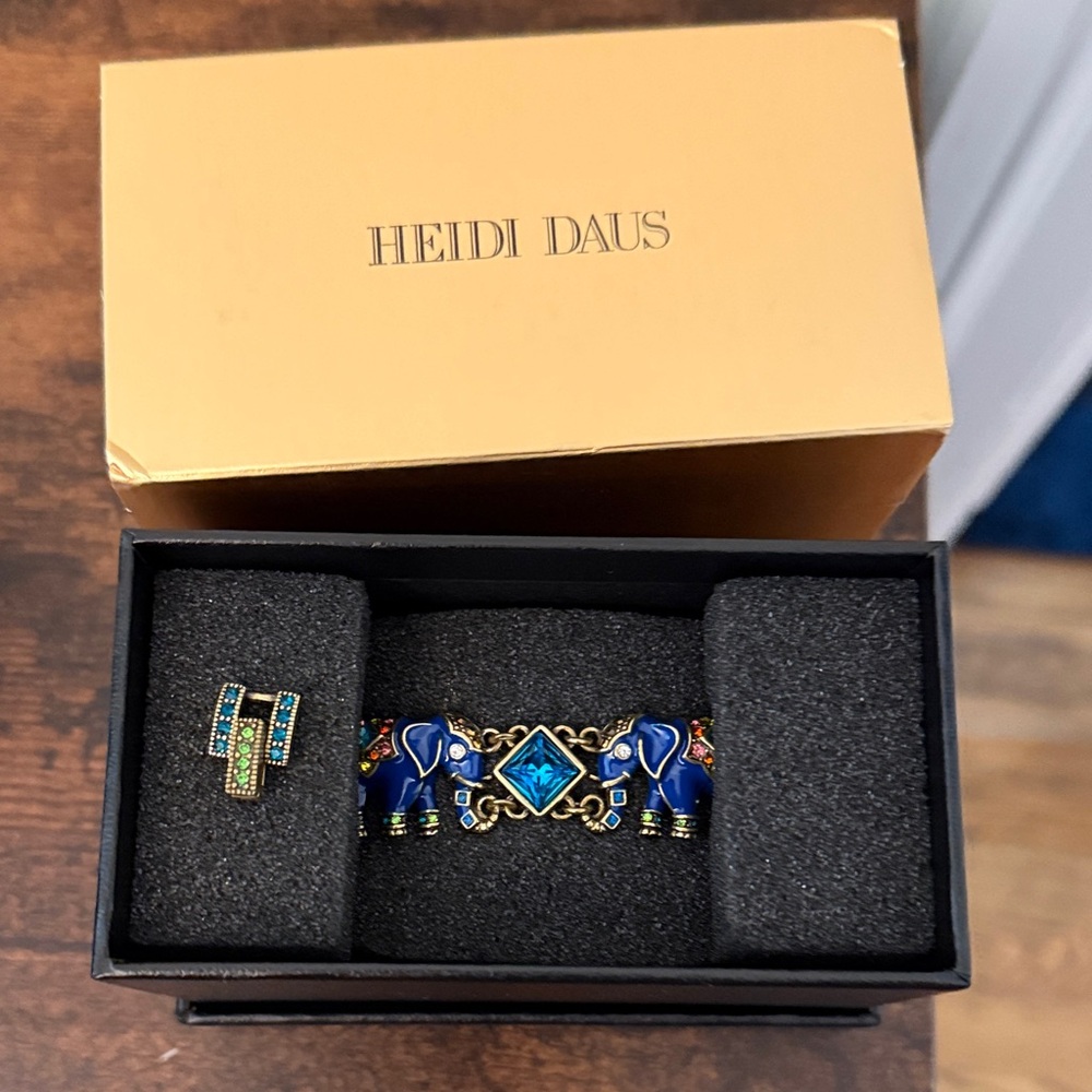 Heidi Daus Blue and Gold Elephant bracelet